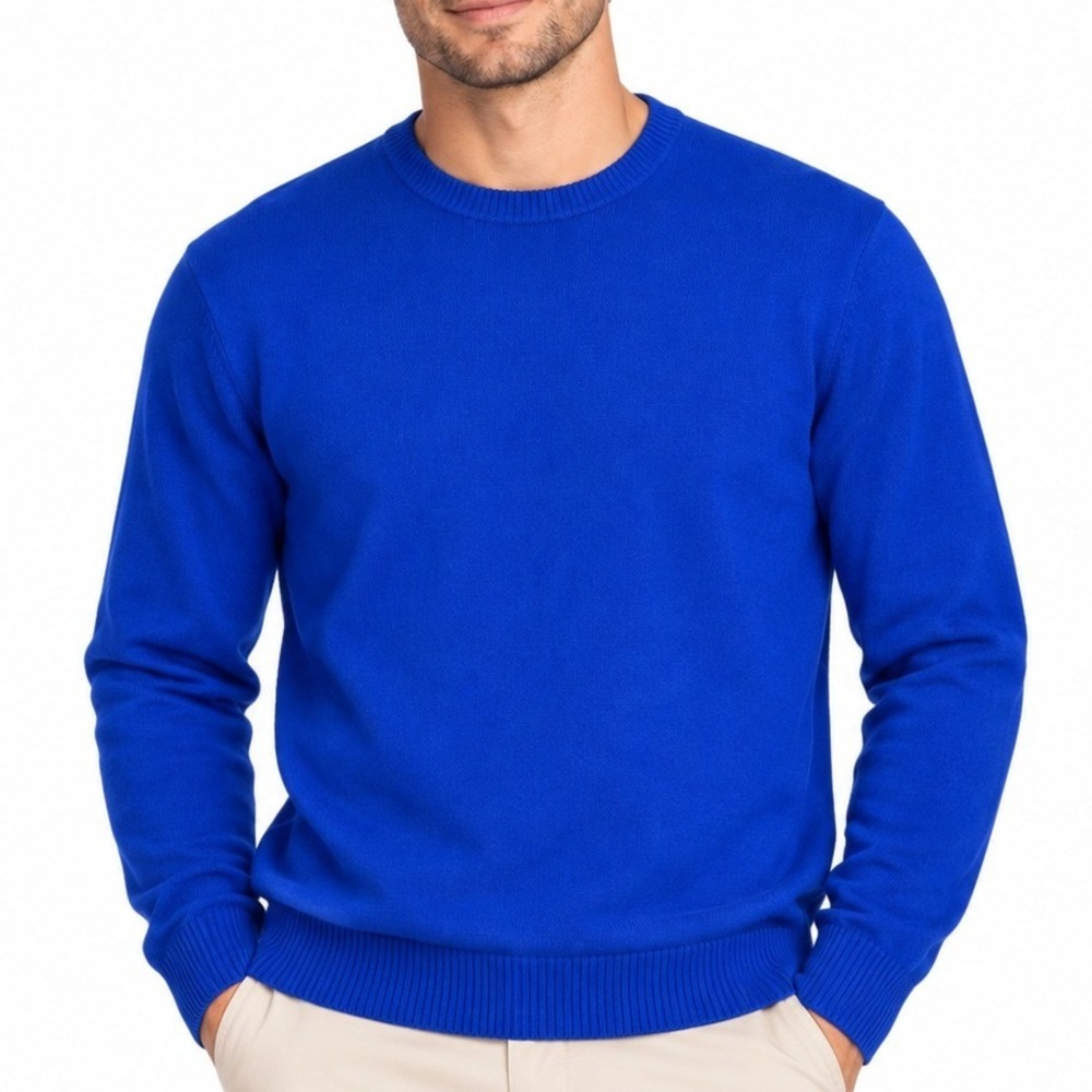 Good Man Brand Sweater Mens M Blue Recycled Cashmere Crew Neck Luxury Knit 5801